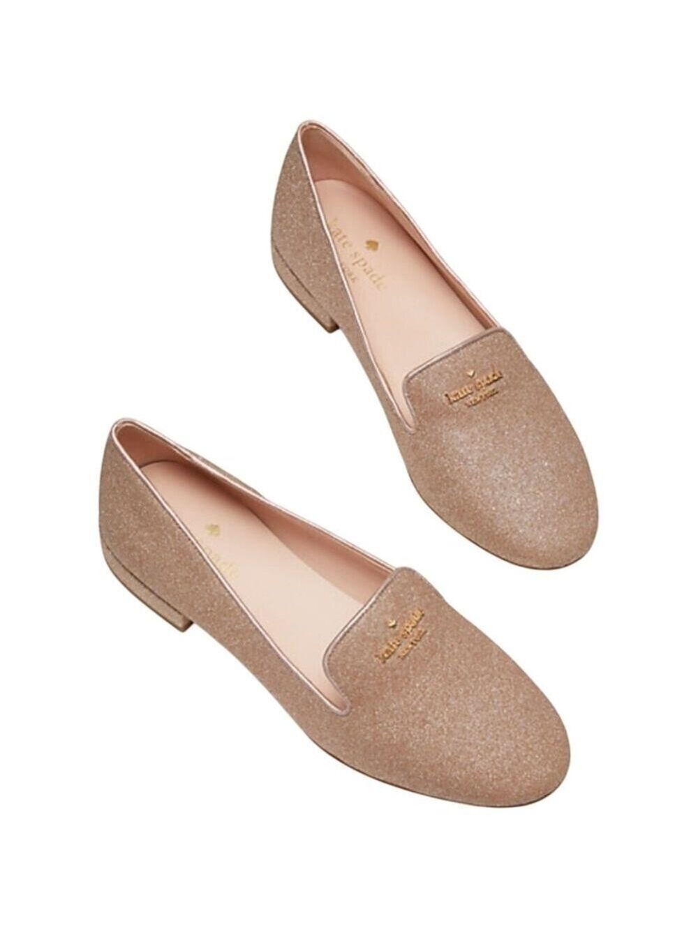 KATE SPADE ROSE GOLD GLITTER CLAUDIA FLATS SHOES SIZE 10 - Picture 2 of 4